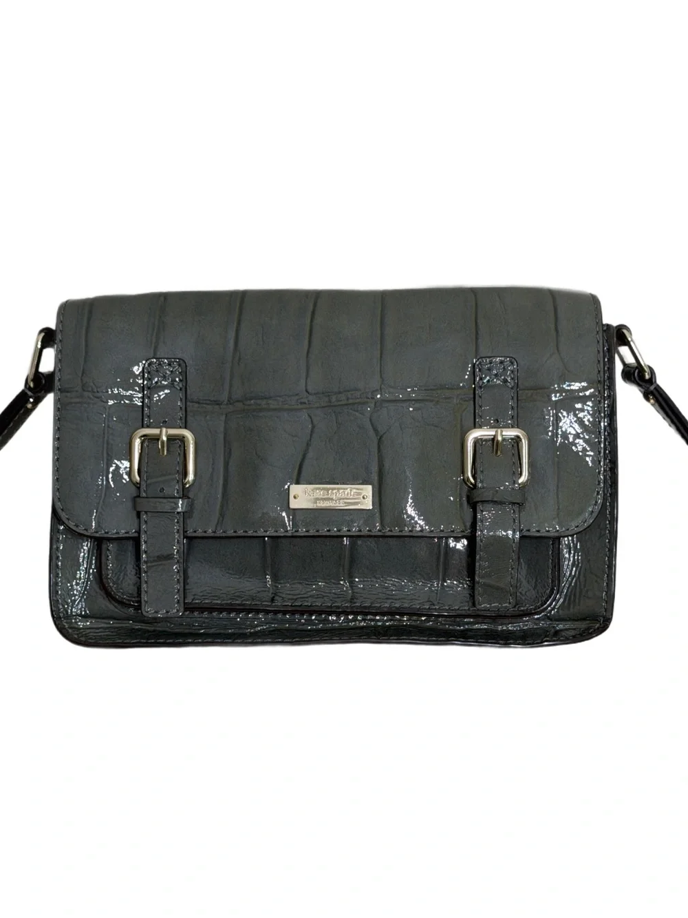 Kate Spade Knightsbridge Crossbody in Graphite Croc Patent Leather